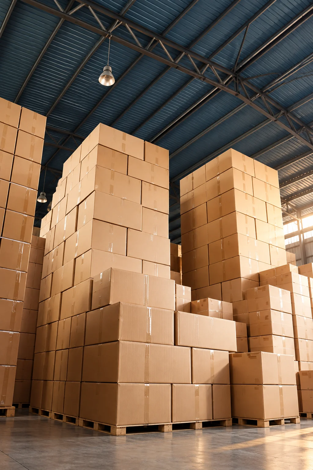 Export goods and cartons in a warehouse